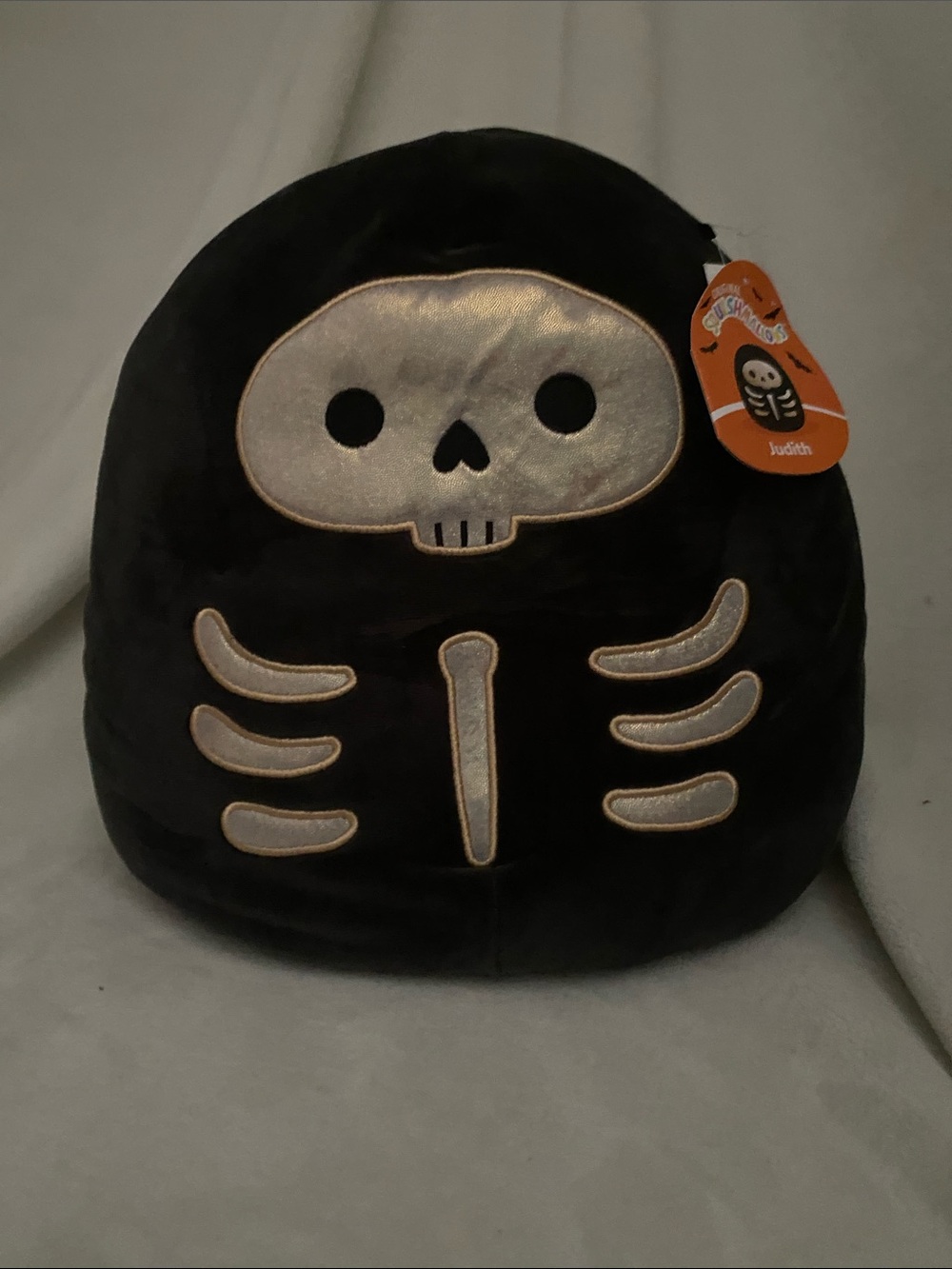 Squishmallows Black Plush Skeleton with Silver Appliqué